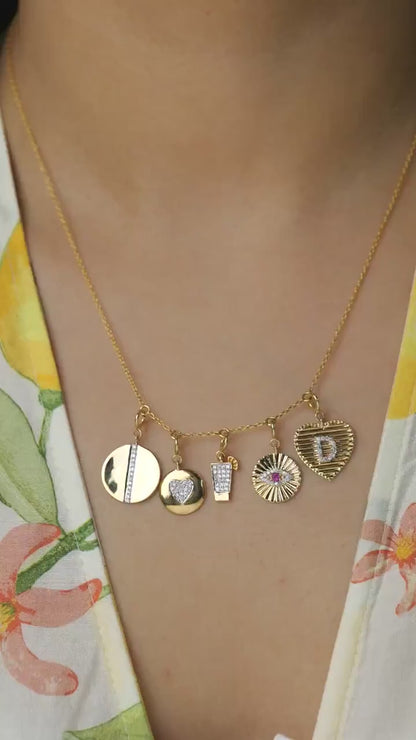Natural Diamond Circle Charm in 14K Solid Gold