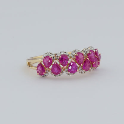 Pear Ruby Natural Diamond Ring