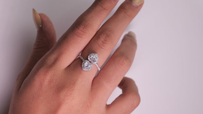 Double Heart Diamond Bypass Ring