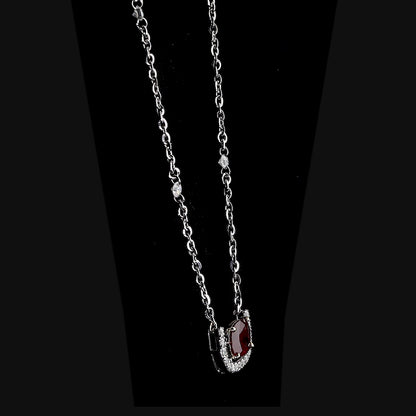 Oval Ruby Diamond Crescent Necklace