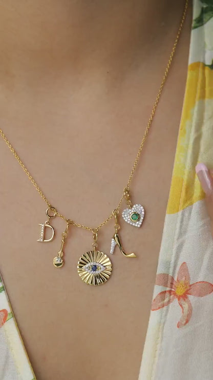 Natural Diamond Guitar Charm Pendant in 14K Solid Gold