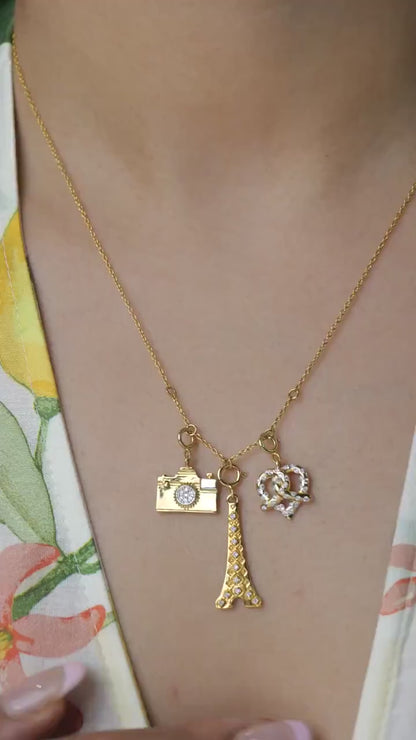 Natural Diamond Pretzel Heart Charm in 14K Solid Gold