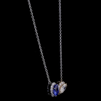 Natural Sapphire Diamond Two-Stone Necklace