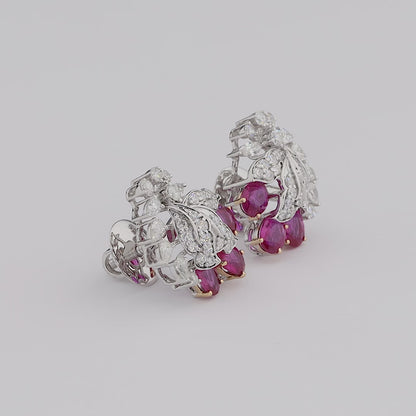 Ruby Diamond Bloom Cluster Earrings