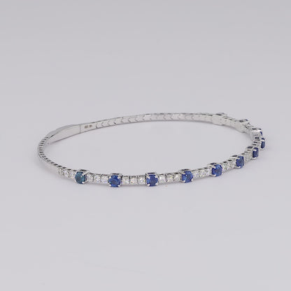 Blue Sapphire Diamond Bangle Bracelet