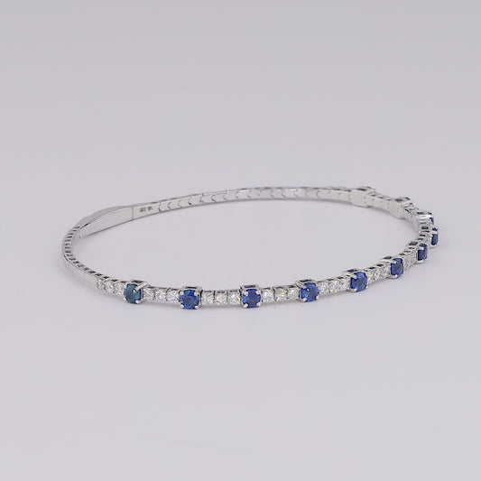 Blue Sapphire Diamond Bangle Bracelet