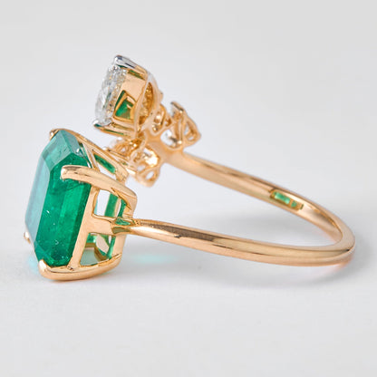 Emerald Diamond Bypass Ring