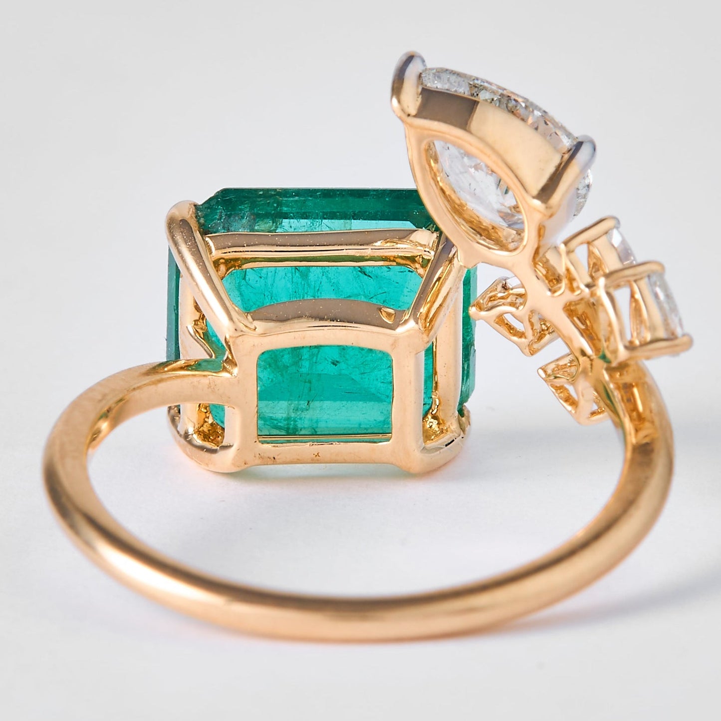 Emerald Diamond Bypass Ring
