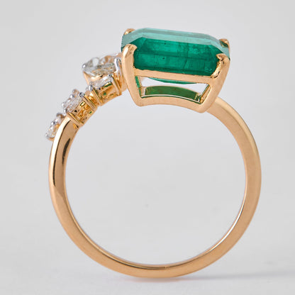 Emerald Diamond Bypass Ring