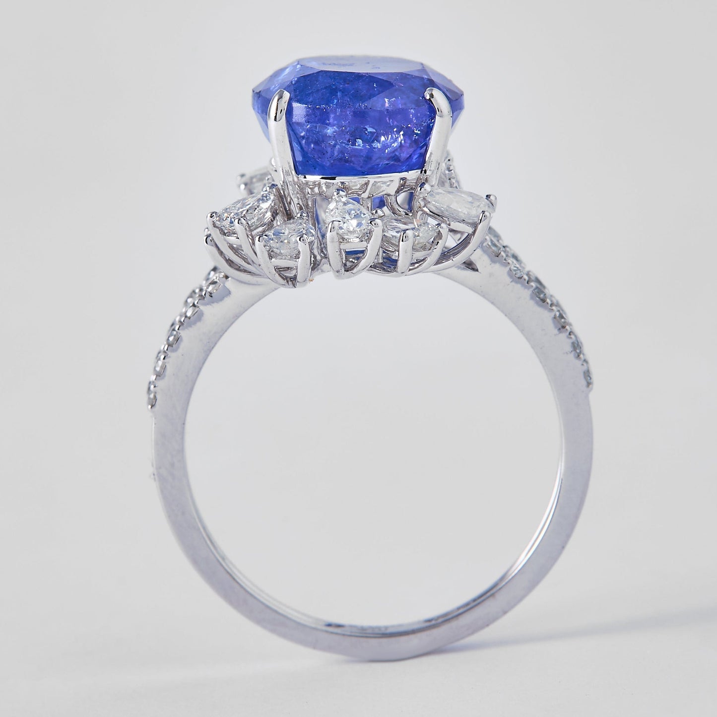 Floral Cluster Tanzanite Natural Diamond Ring