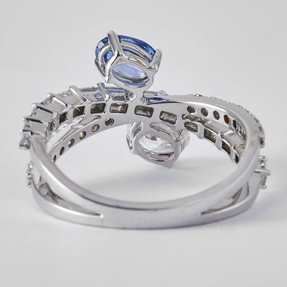 Natural Sapphire Diamond Crossover Ring