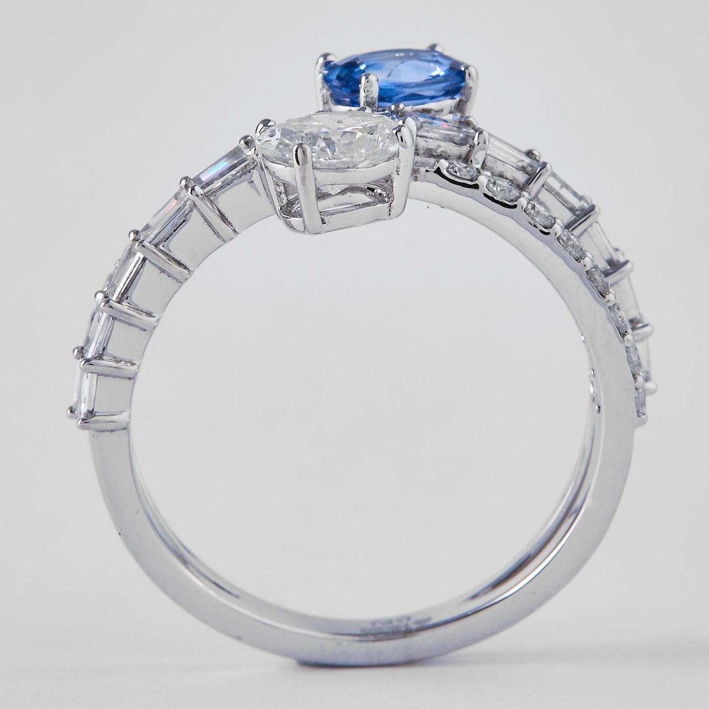 Natural Sapphire Diamond Crossover Ring