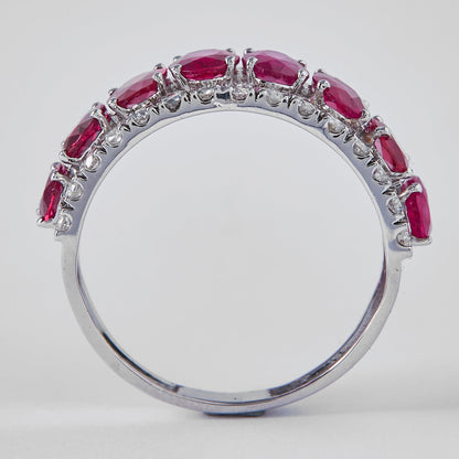 Natural Oval Ruby & Diamond Band Ring