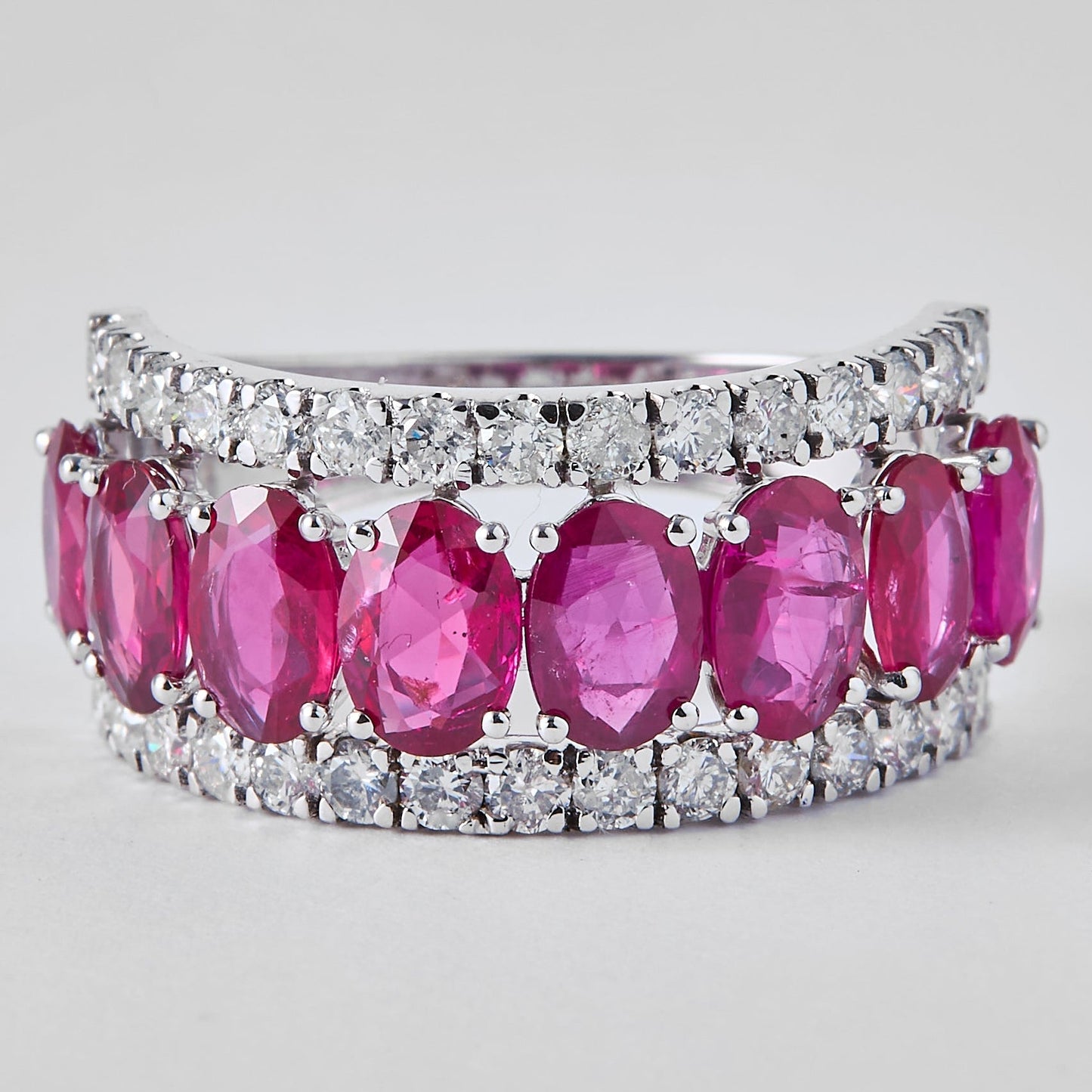 Natural Oval Ruby & Diamond Band Ring