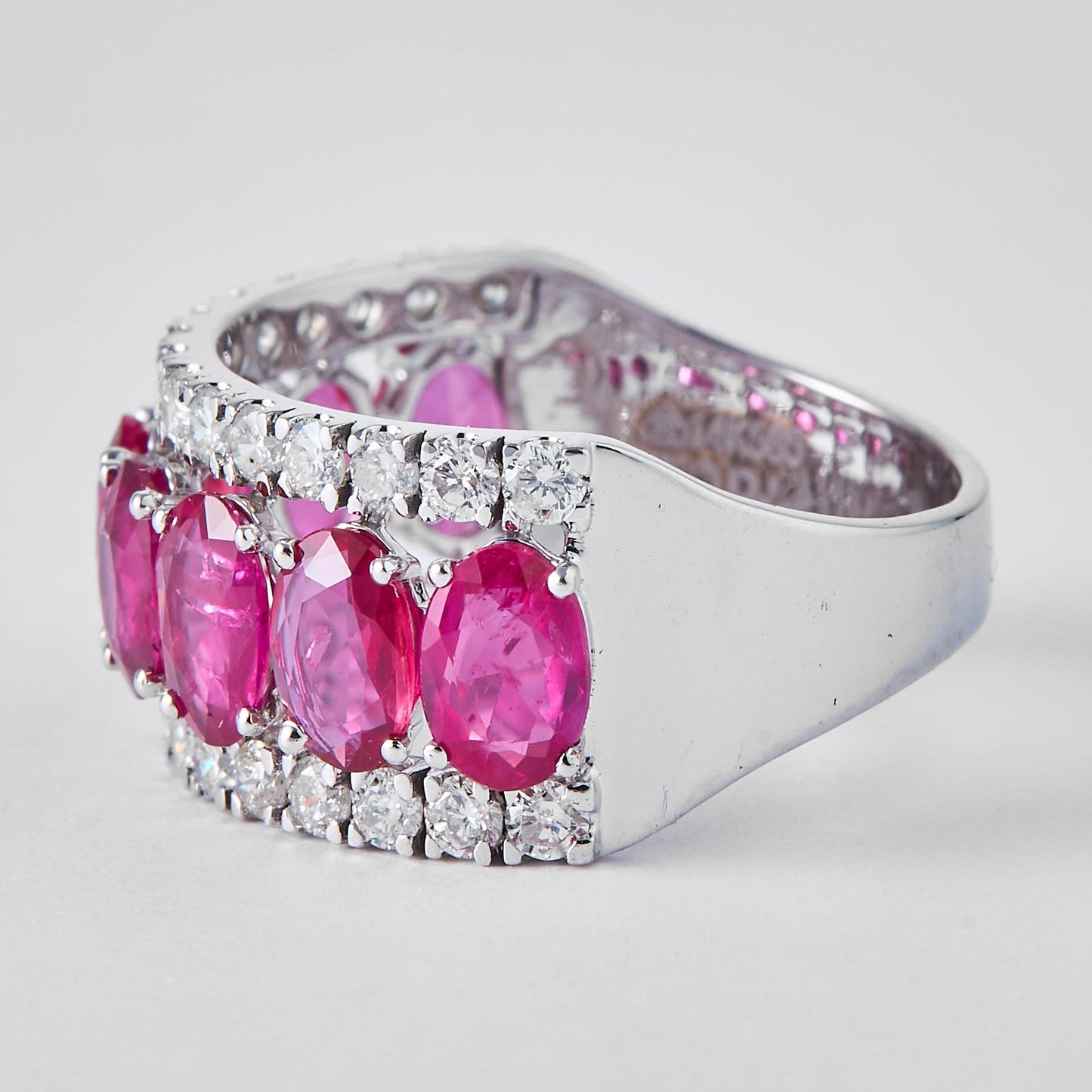 Natural Oval Ruby & Diamond Band Ring