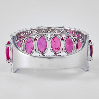 Natural Oval Ruby & Diamond Band Ring